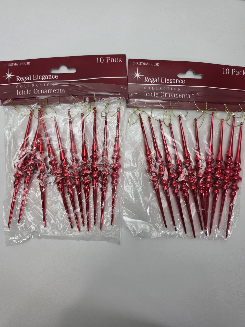 Vintage Red Icicle Ornaments 2-10 Packs